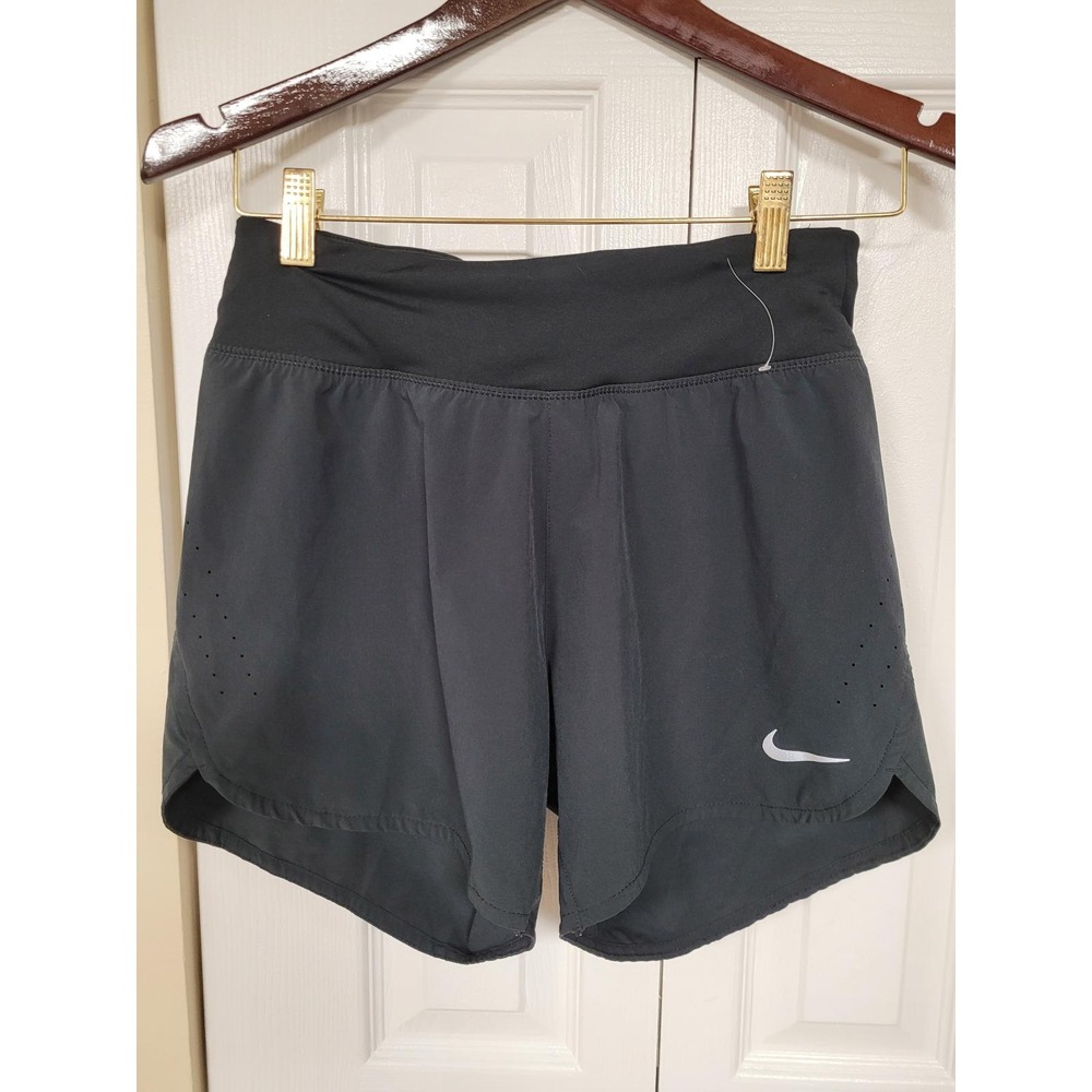 Nike Womens‎ Dri-FIT Running Shorts Black Laser Cut Perforated Athletic Size S